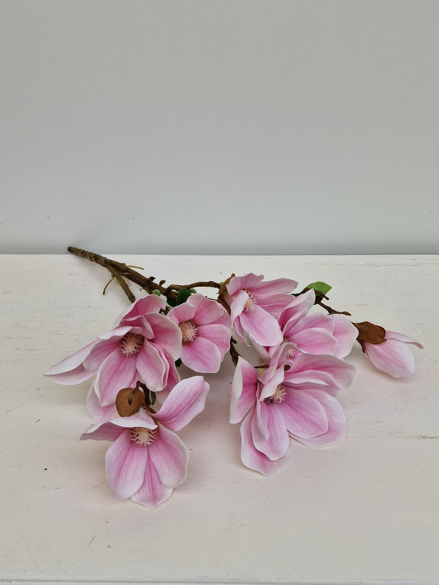 Magnolijos žiedų šaka 56 cm-rausvos spalvos