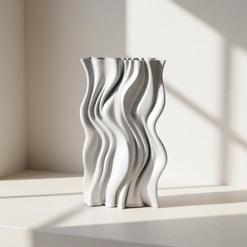 Plati 3D keramikos vaza 'Vandens banga' 21x13,5x38 cm