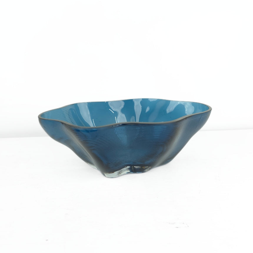 Mėlyna stiklo vaza - indas 10x22x29,5 cm
