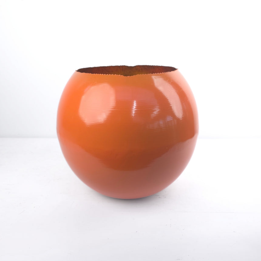 Metalo vaza-žibintas oranžinės ir aukso spalvos 30x30 cm