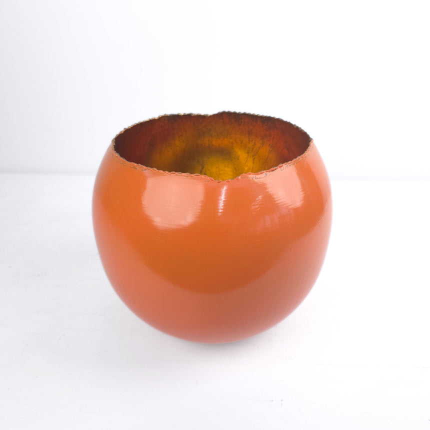 Metalo vaza-žibintas oranžinės ir aukso spalvos 20x20 cm
