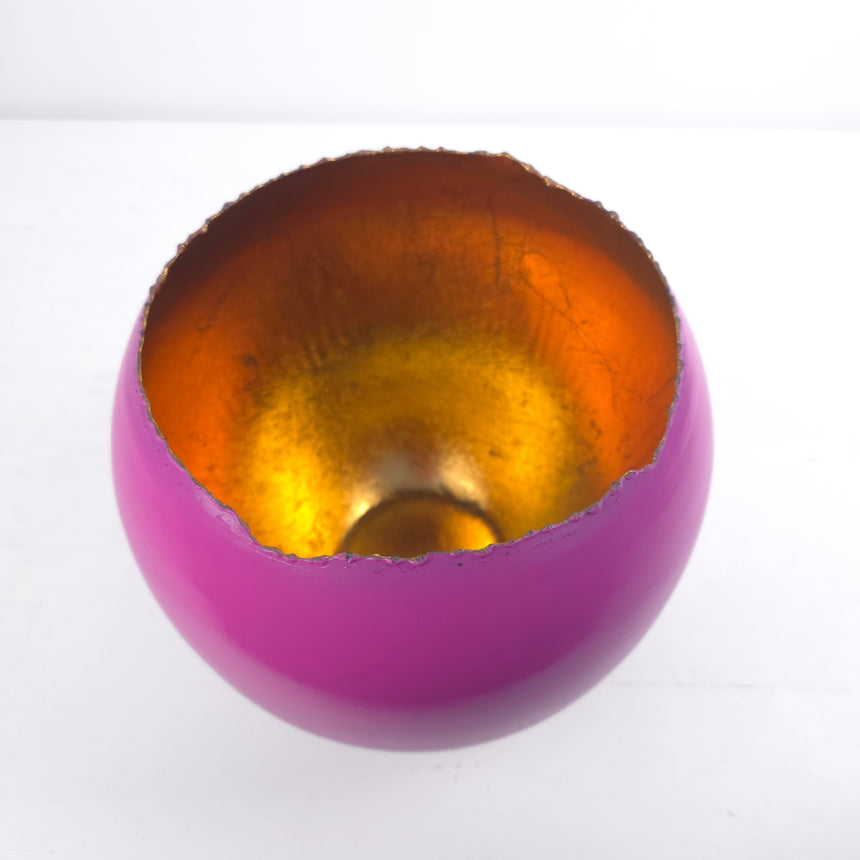 Metalo vaza-žibintas rožinės ir aukso spalvos 20x20 cm