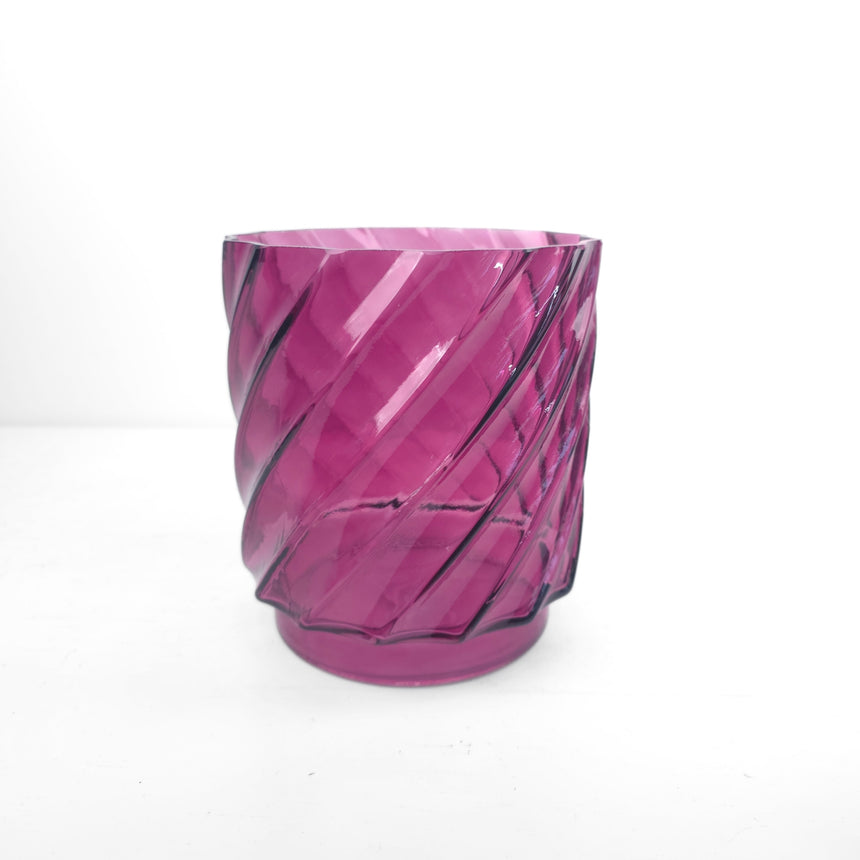 Stiklo vaza ciklameninės rožinės spalvos 18x20 cm