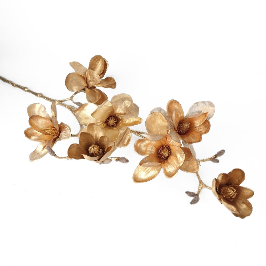 Magnolijos žiedų šaka-aukso spalvos | dirbtinė