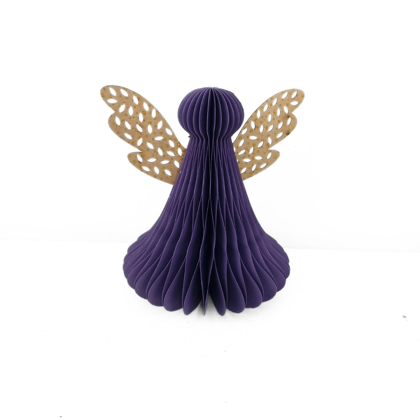 Pastatomas angelas violetinės spalvos 13x20 cm
