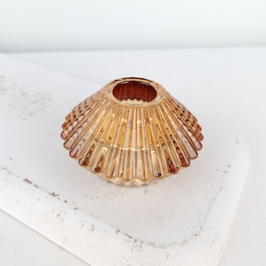 Dvipusė žvakidė | Antikinio gintaro spalvos 7x4 cm