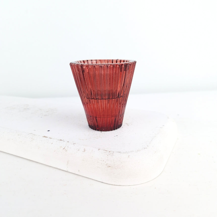 Dvipusė žvakidė I Granatų raudonos spalvos 6x6 cm
