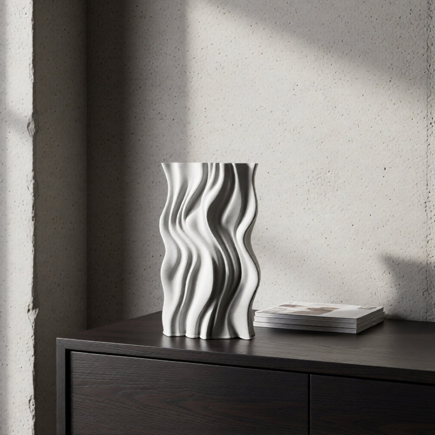 Plati 3D keramikos vaza 'Vandens banga' 21x13,5x38 cm