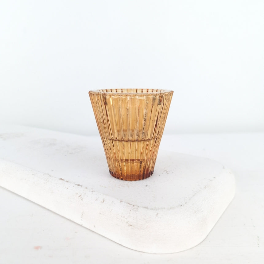 Dvipusė žvakidė | Antikinio gintaro spalvos 6,5x5,5 cm