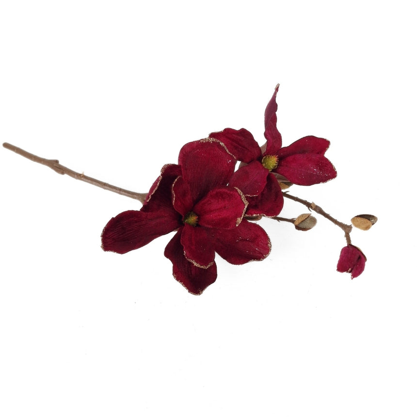 Magnolijos šaka 52 cm-burgundo spalvos