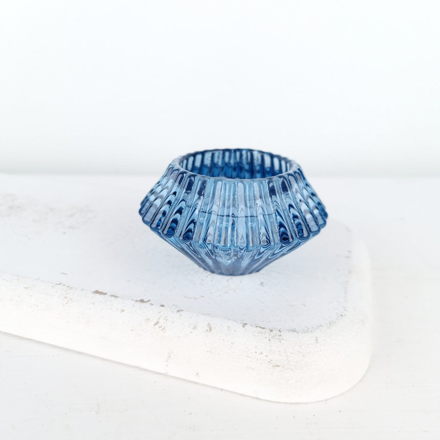 Dvipusė žvakidė | Karališkos mėlynos spalvos 7x4 cm