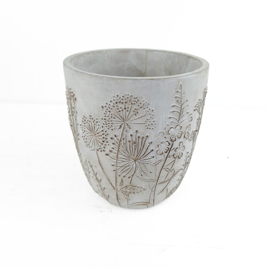 Pievų gėlės cementinis vazonas 18x16,5 cm