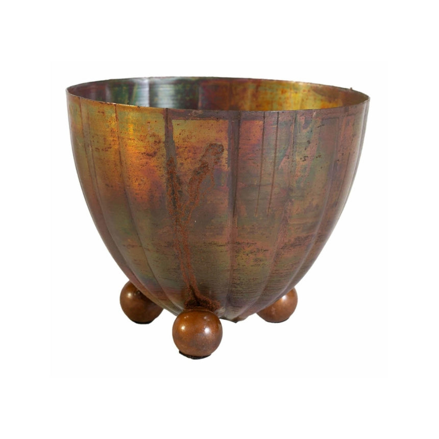 Senojo baroko stiliaus metalinis vazonas 12x12x10 cm