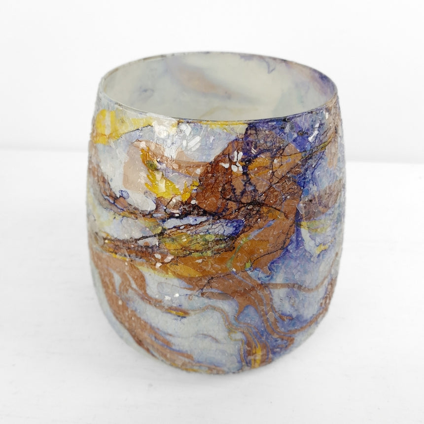 Spalvoto stiklo žvakidė 16x16x16 cm