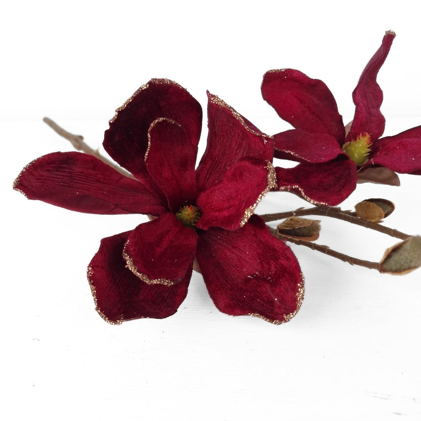 Magnolijos šaka 52 cm-burgundo spalvos