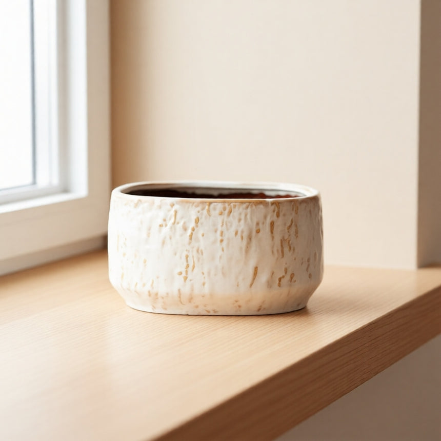 Ovalus keramikinis vazonas IVORY 12,5x24,5x15,5 cm