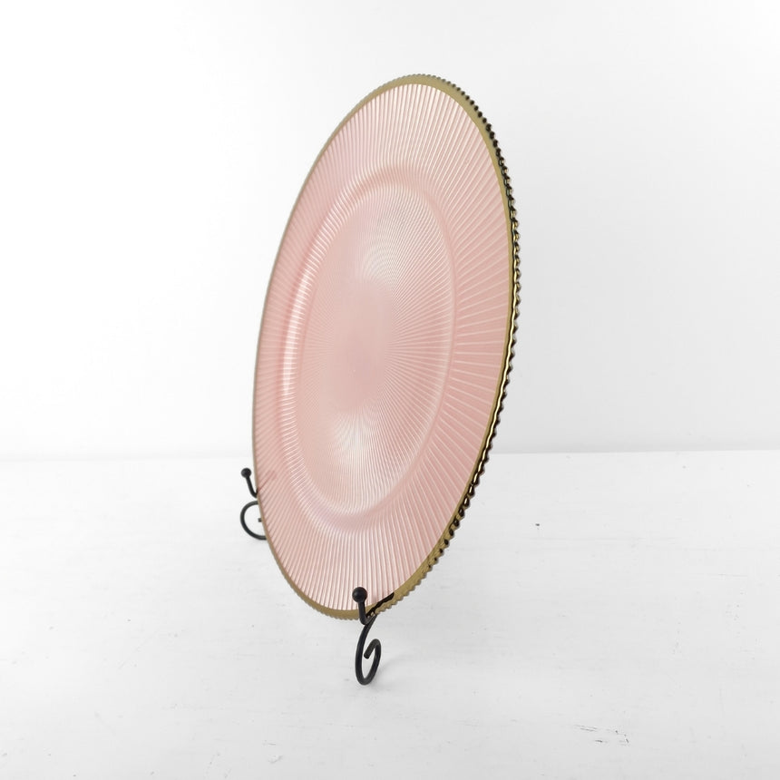 Rausvo stiklo padėklinė lėkštė 33 cm