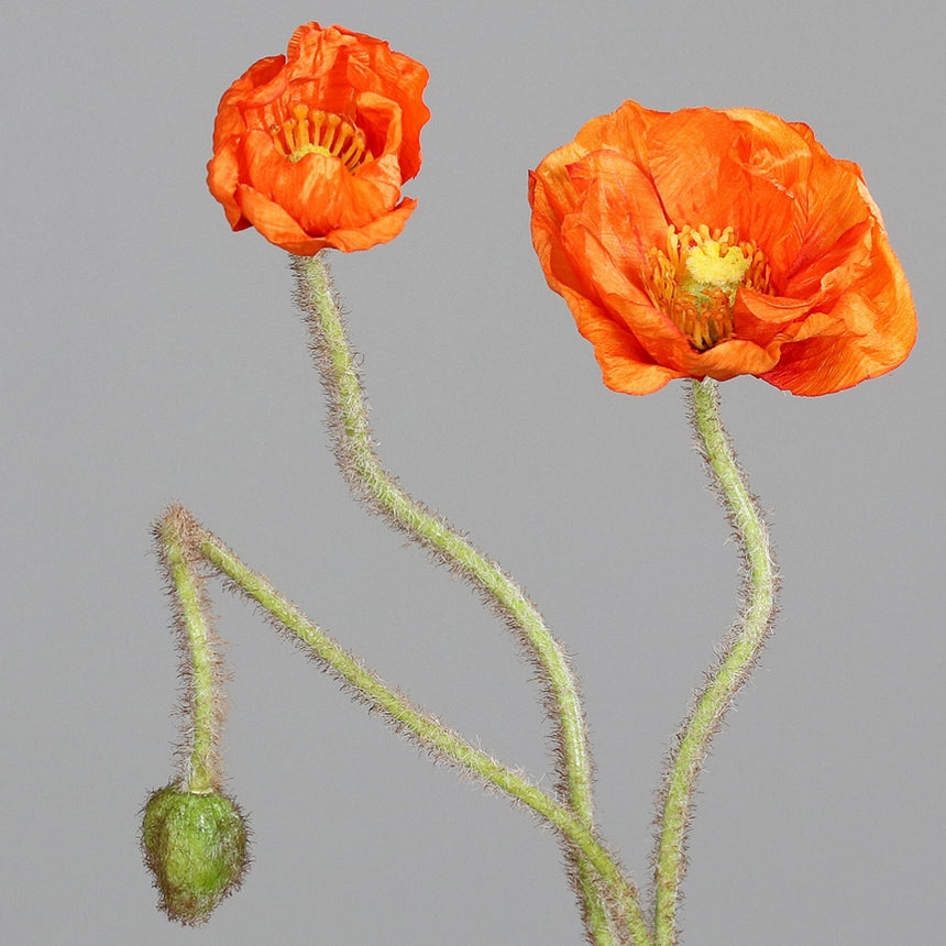 Dirbtinė aguonos šaka oranžiniais žiedais I80 cm