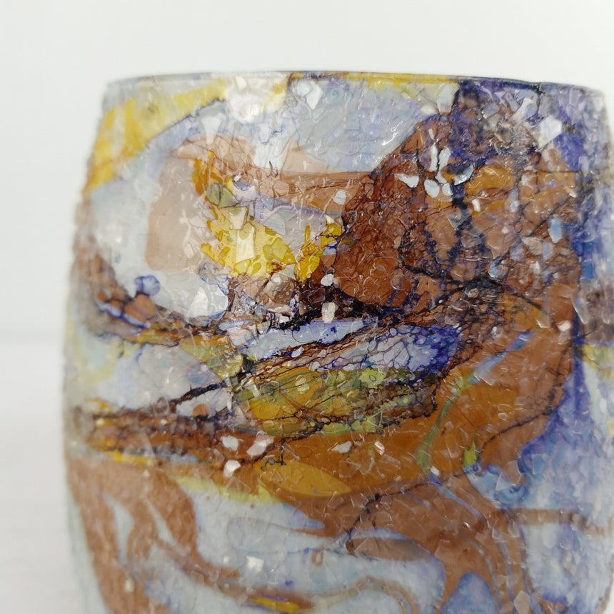 Spalvoto stiklo žvakidė 16x16x16 cm