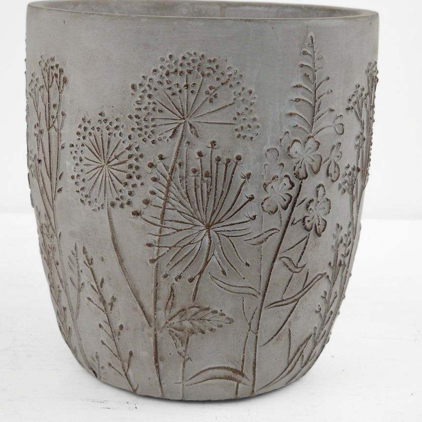 Pievų gėlės cementinis vazonas 18x16,5 cm