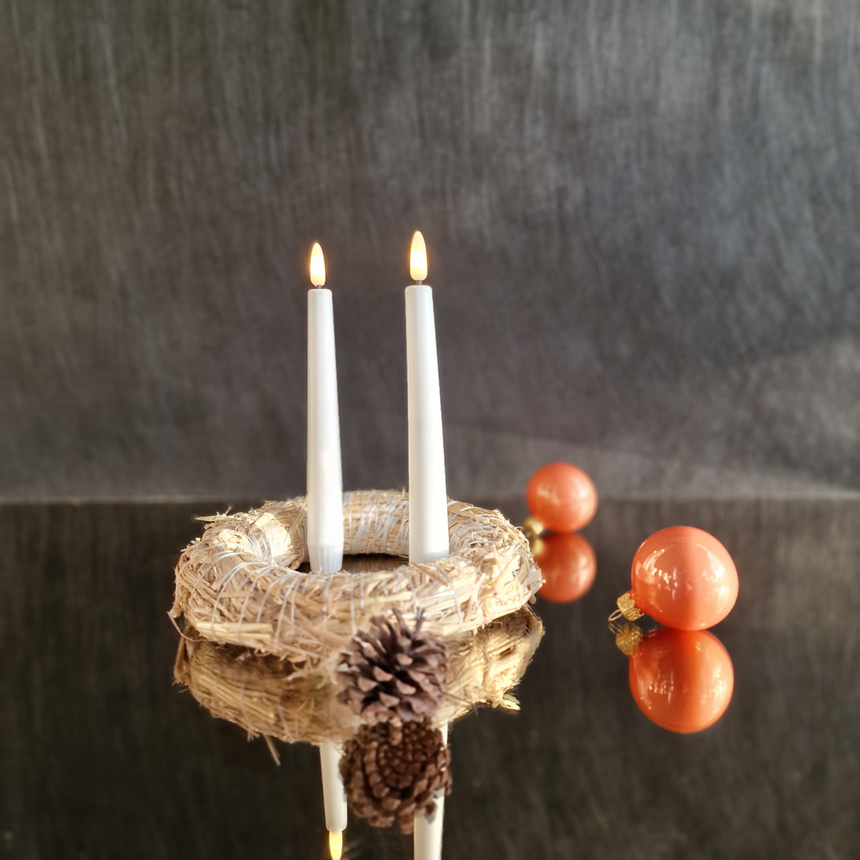 Dekoratyvių baltų LED žvakių rinkinys 19,5x2 cm