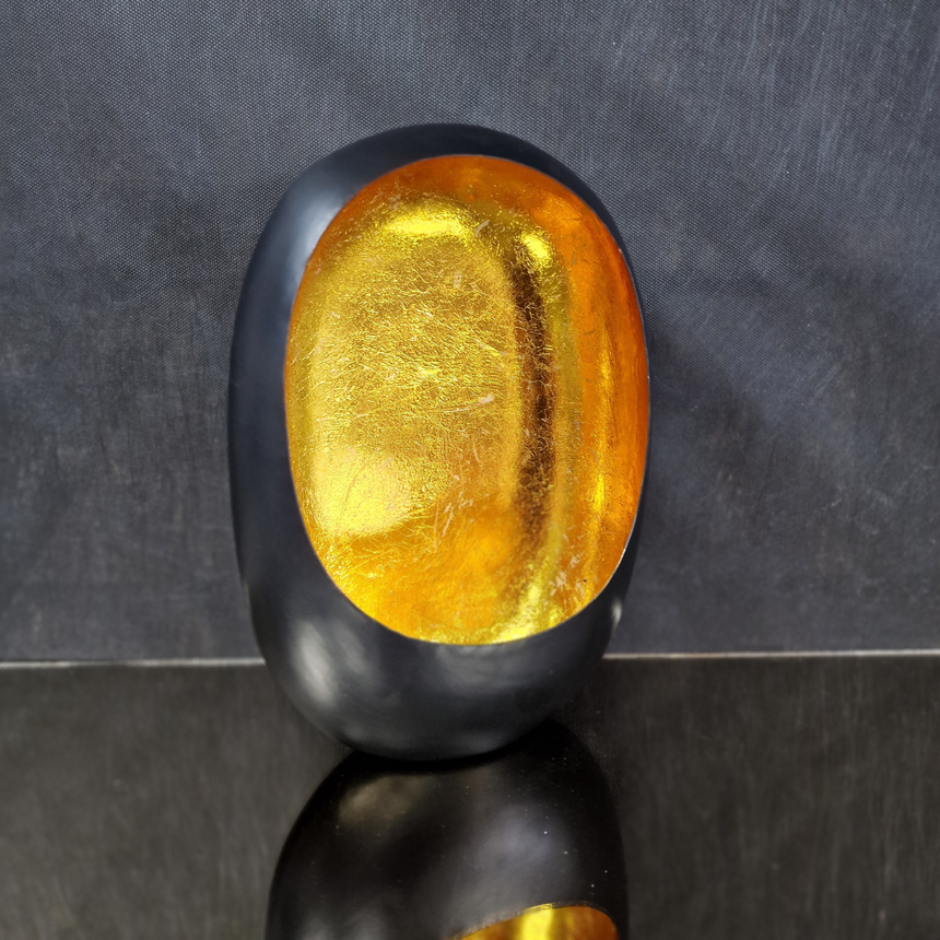 Metalinė žvakidė Eggy Black & Gold