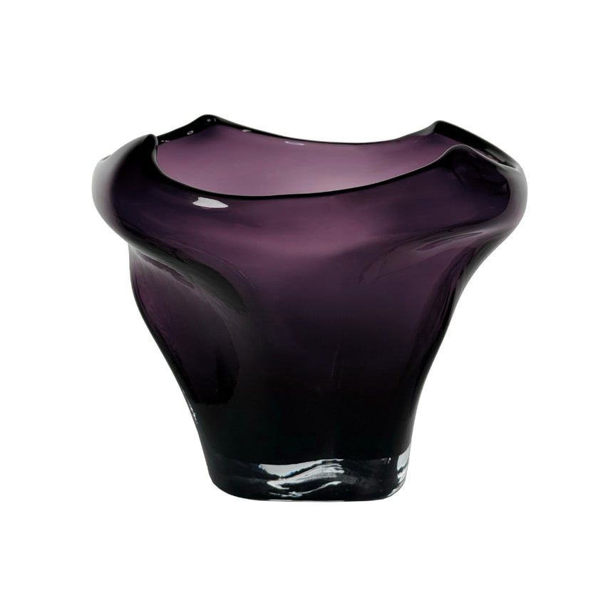 Organiško dizaino violetinė stiklo vaza 30x24 cm