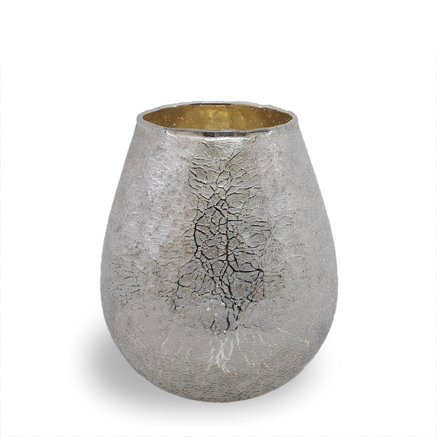 sodoela Žvakidės Stiklinė žvakidė arbatinei žvakei „Silver Crackle“, 18 cm