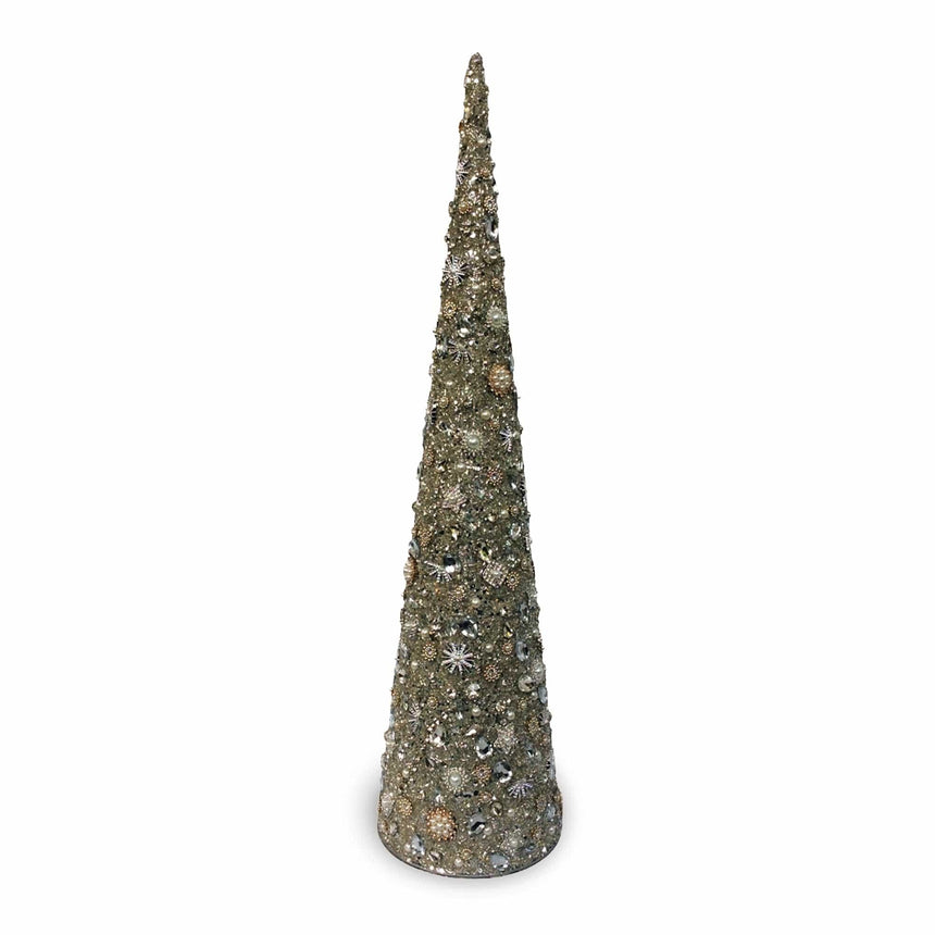 sodoela Kalėdinės dekoracijos Karoliukų kūgis „Beads“, sidabrinis / baltas, 60 cm