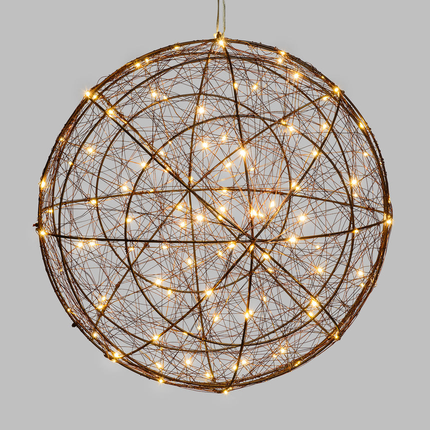 Metalinė sfera Ø25 cm 120 LED vario rudos spalvos