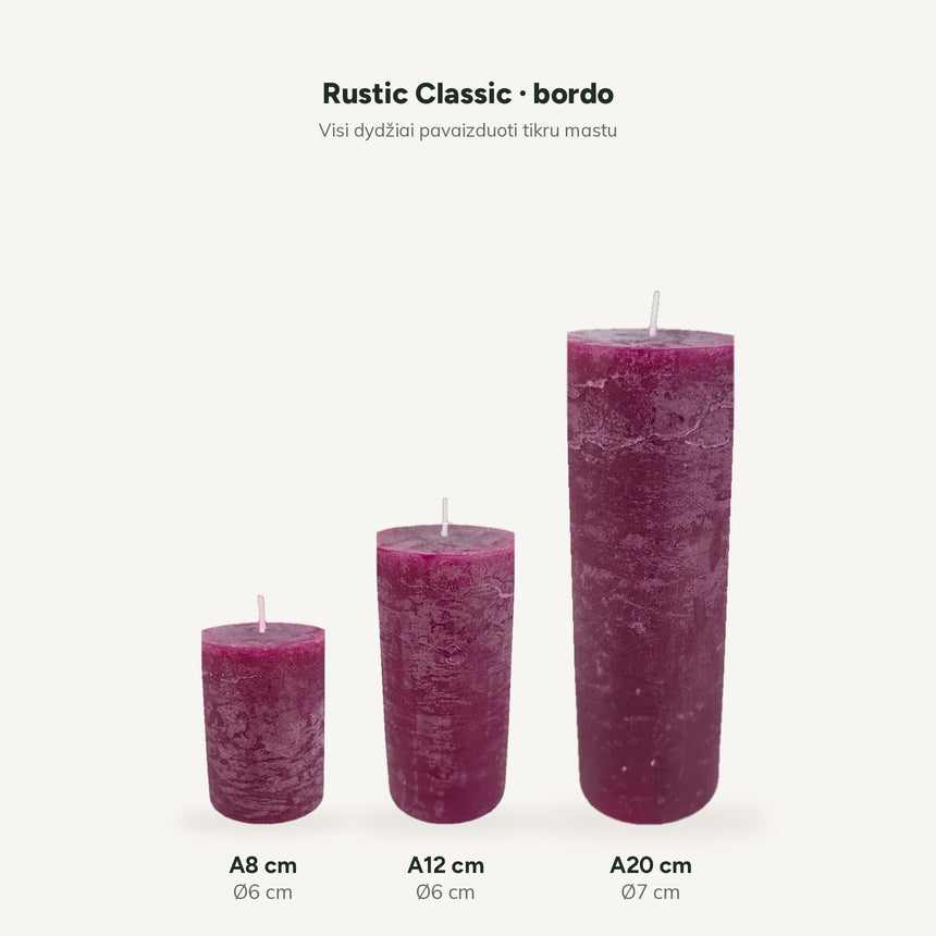 sodoela Žvakės Cilindrinė žvakė „Rustic Classic“, bordo