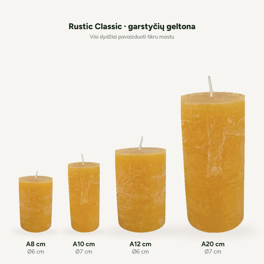 sodoela Žvakės Cilindrinė žvakė „Rustic Classic“, garstyčių geltona
