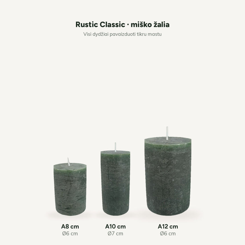 sodoela Žvakės Cilindrinė žvakė „Rustic Classic“, miško žalia