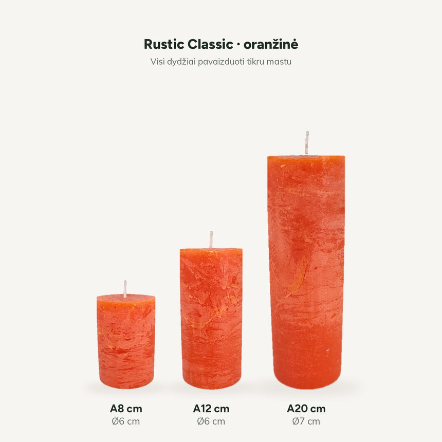 sodoela Žvakės Cilindrinė žvakė „Rustic Classic“, oranžinė
