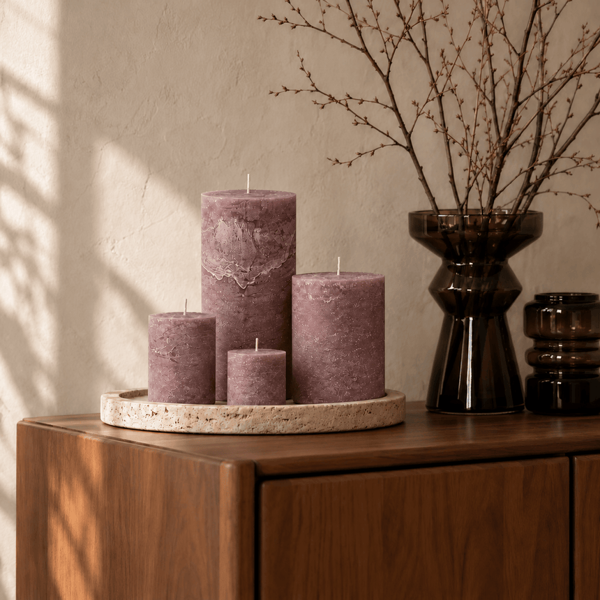 sodoela Žvakės Cilindrinė žvakė „Rustic Classic“, pelenų rožinė