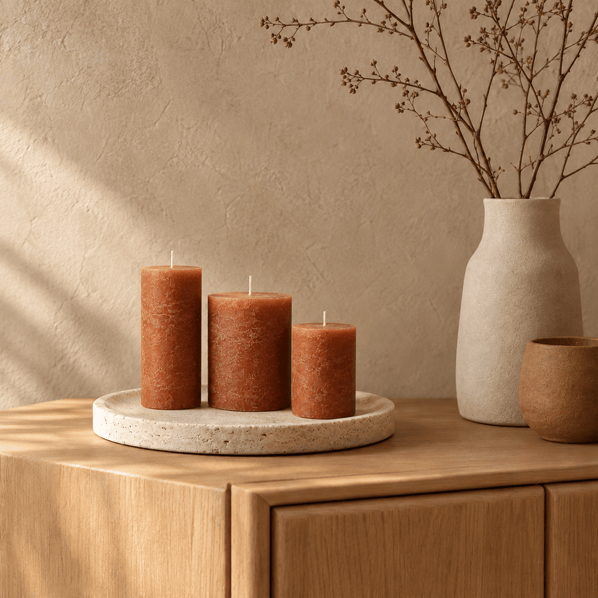 sodoela Žvakės Cilindrinė žvakė „Rustic Classic“, terakotos