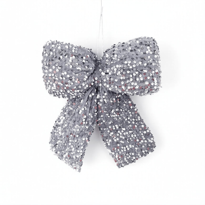 sodoela Kalėdinės dekoracijos Kalėdinė dekoracija-kaspinas „Glitter Bow“ 25x30 cm, pilkos sp.