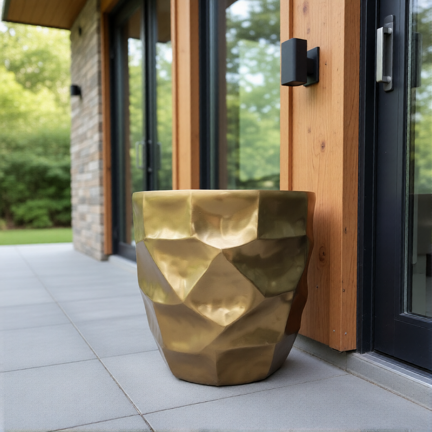 Prabangus metalinis vazonas Deluxe Gold 31x31x29 cm