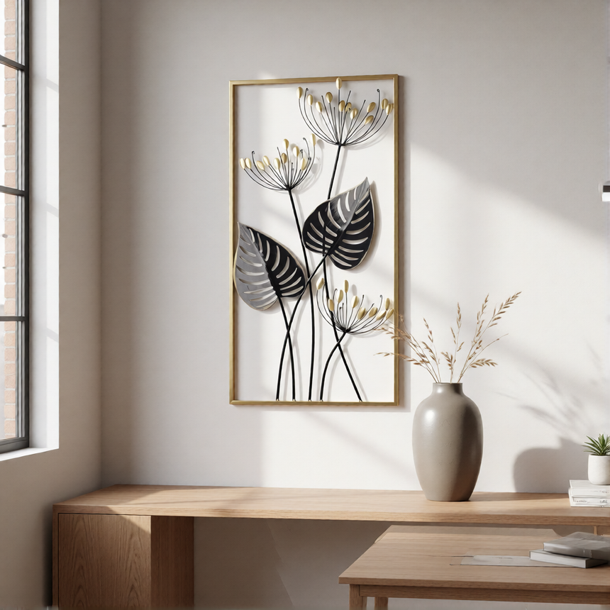 Prabangi metalinė sienos dekoracija 40x2x80 cm