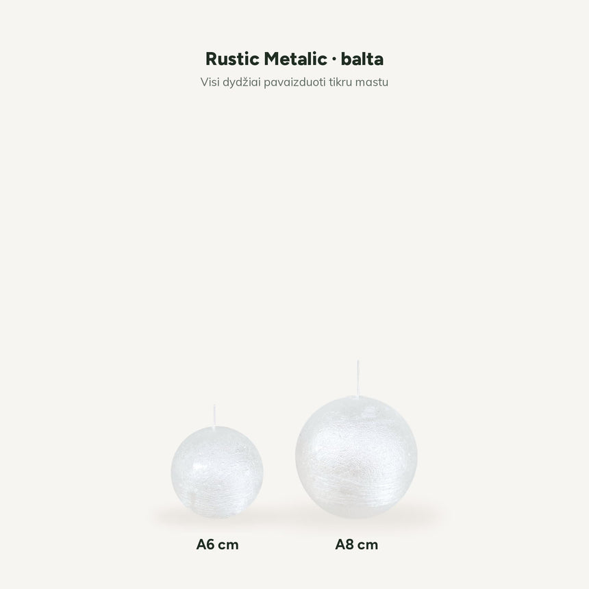 sodoela Žvakės Rutulio formos žvakė „Rustic Metalic“, balta