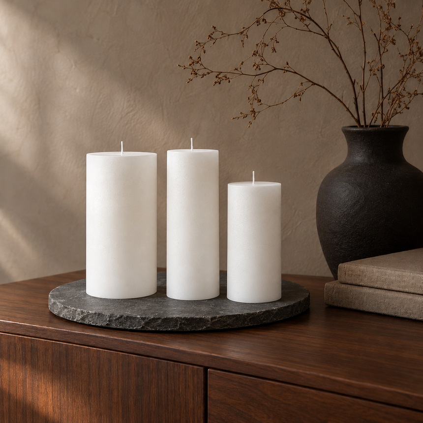 sodoela Žvakės Žvakė „Rustic Velvet“, balta interjere