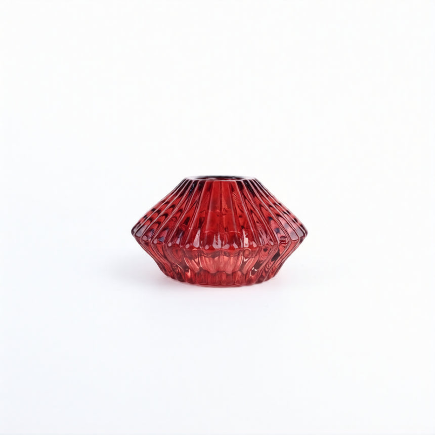 Dvipusė žvakidė | Granatų raudonos spalvos 4x7,5 cm