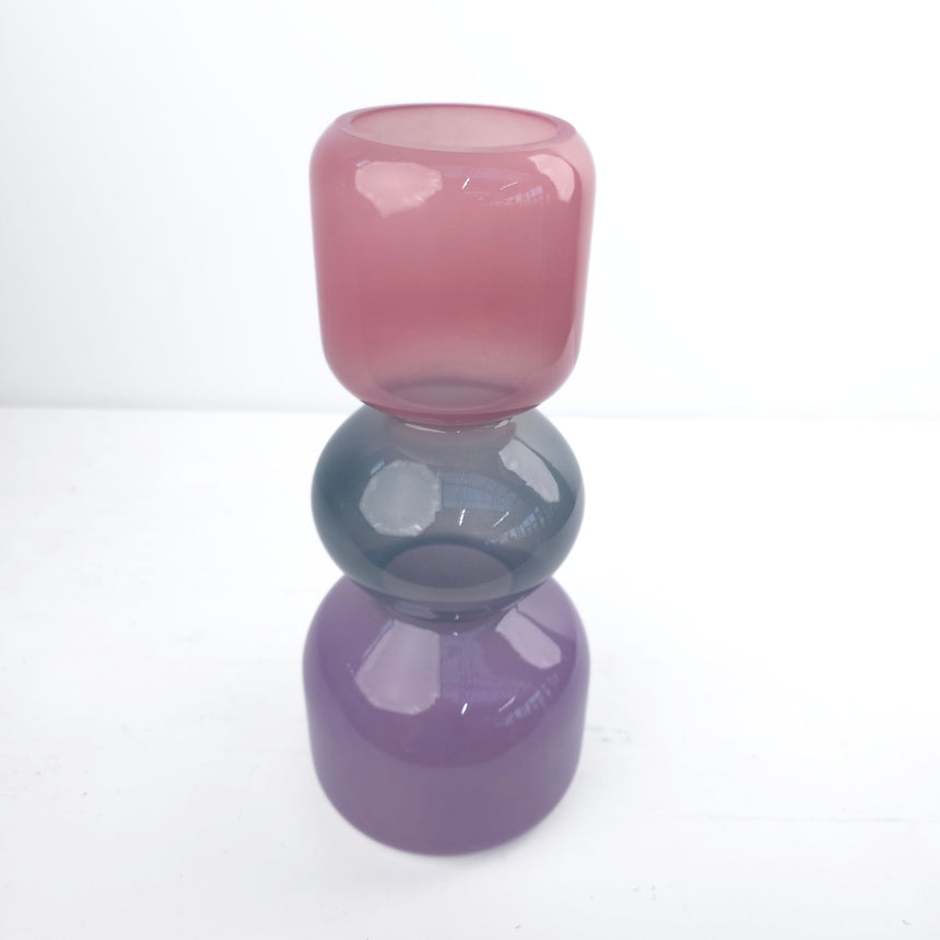 Spalvoto stiklo vaza 14x32 cm