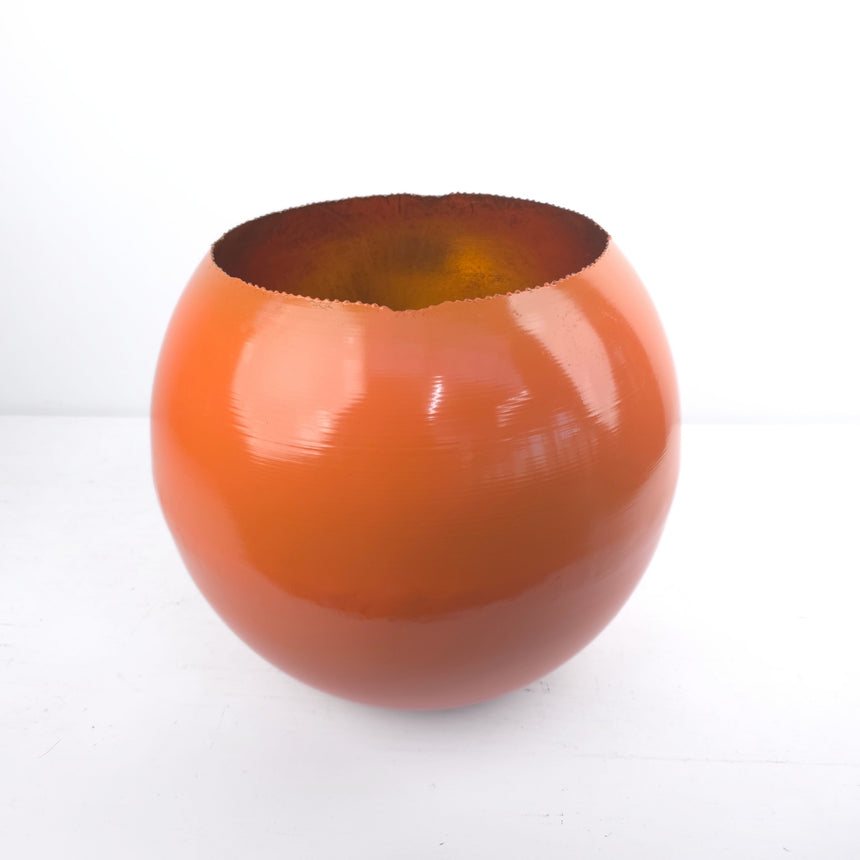 Metalo vaza-žibintas oranžinės ir aukso spalvos 30x30 cm