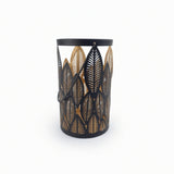 Ažūrinis metalo žibintas-juodos ir aukso spalvos 12x12x20cm