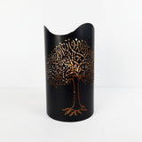 Metalo žvakidė juodos ir aukso spalvos 12x20 cm