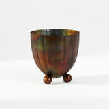 Senojo baroko stiliaus metalinis vazonas 14x14x14 cm