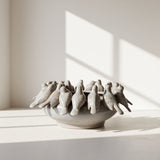 Keramikinis indas PAUKŠČIAI smėlio rusvos spalvos 32x14 cm