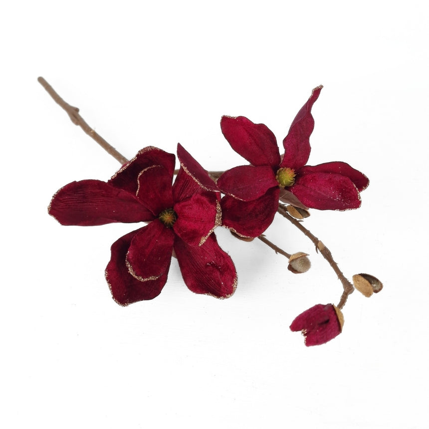 Magnolijos šaka 52 cm-burgundo spalvos