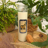 Aromaterapinė sojų vaško žvakė puošta juodojo agato akmeniu  | Saldymedžio aromato